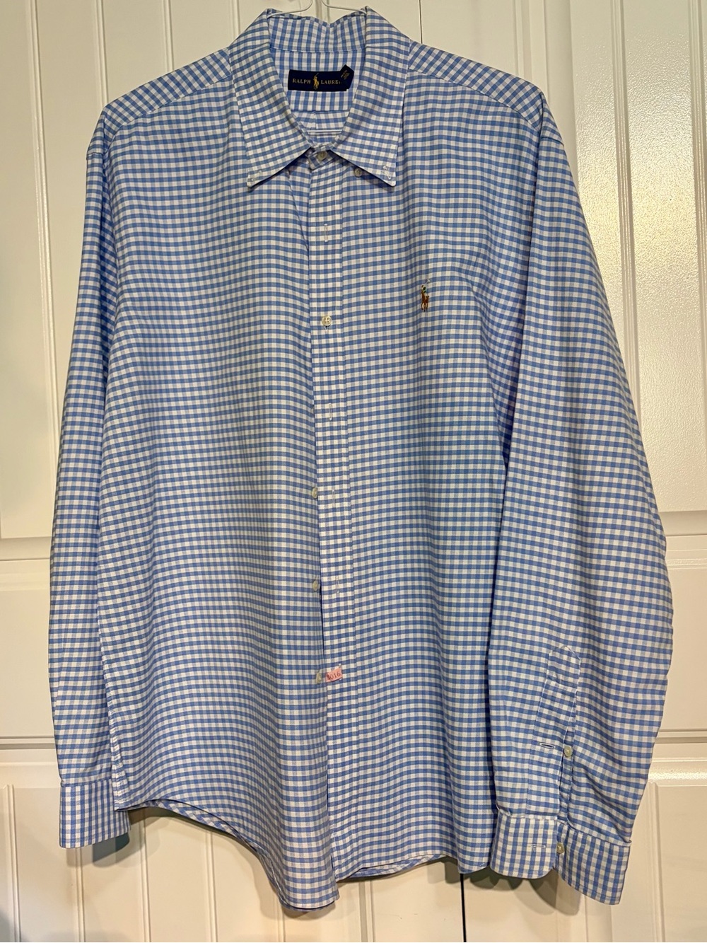 Ralph Lauren Men’s Blue and White Gingham Dress Shirt